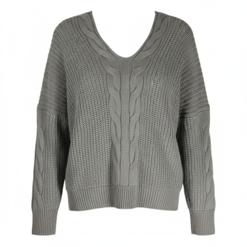 Poof! Women's Charcoal V-Neck Sweater